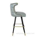 Solid wood legs leather high counter bar stool